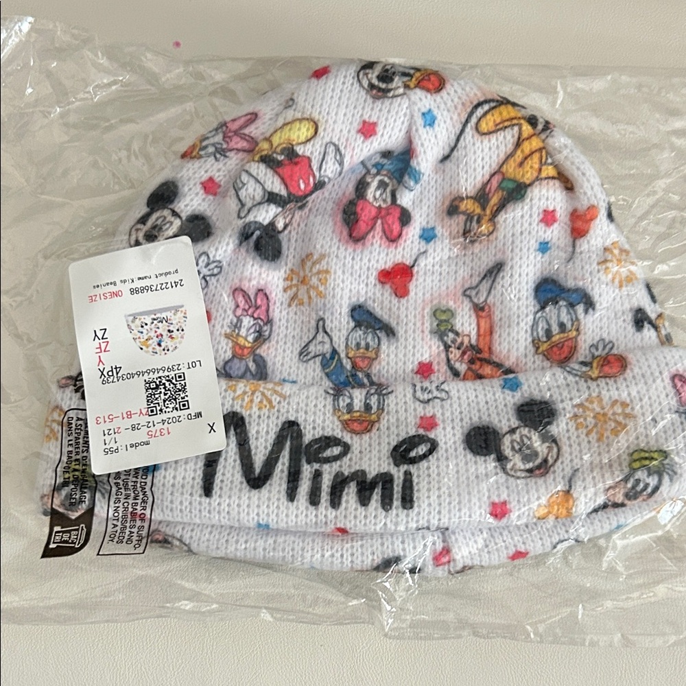 Disney Kids' White Beanie with Colorful Characters